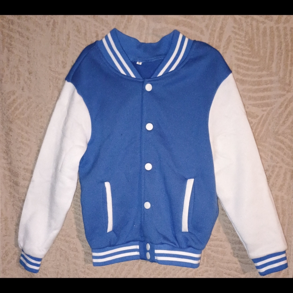 Classic Kids Blue and White Varsity Jacket